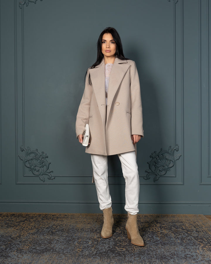 England Short Wrap Coat Latte
