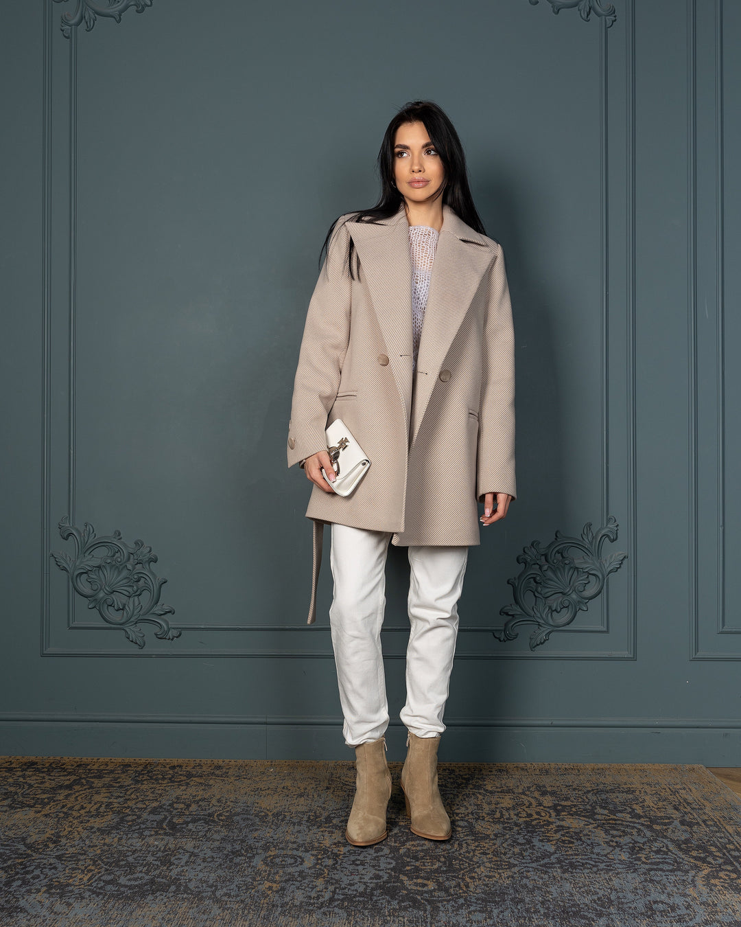England Short Wrap Coat Latte