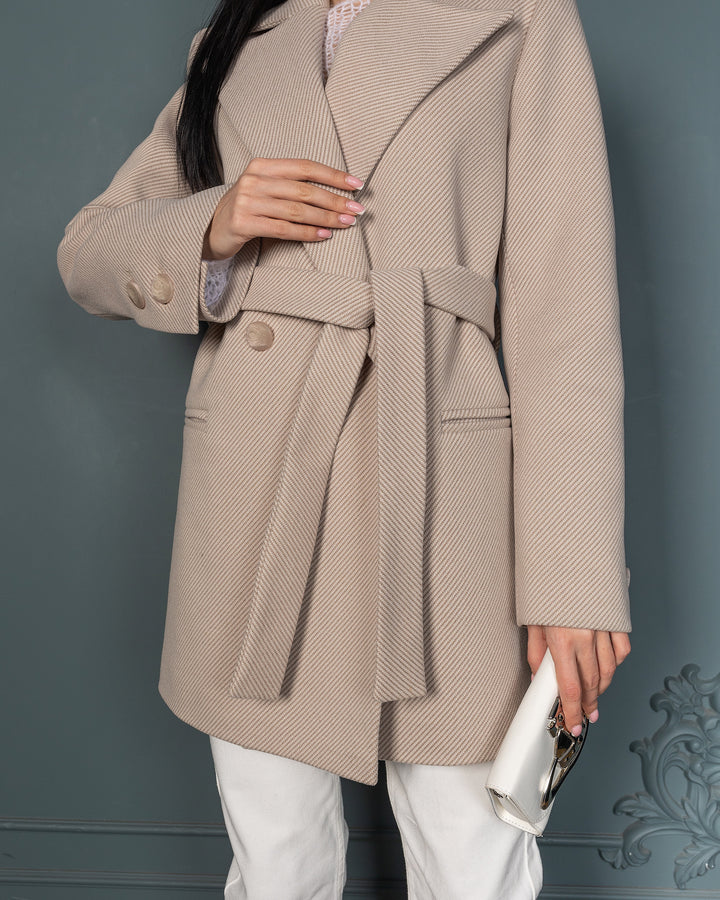 England Short Wrap Coat Latte
