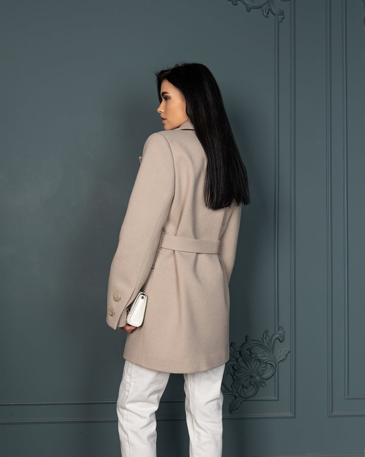 England Short Wrap Coat Latte