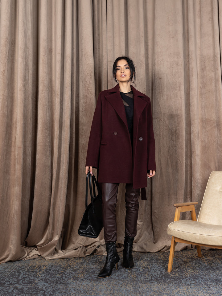 England Short Wrap Coat Burgundy