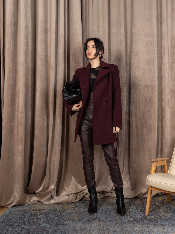 England Short Wrap Coat Burgundy