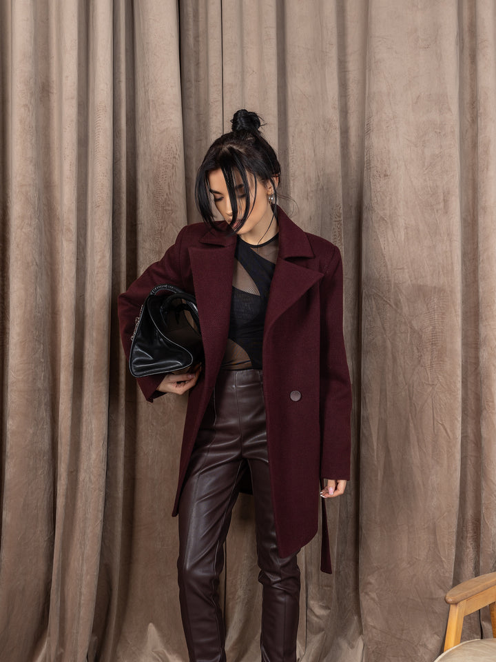 England Short Wrap Coat Burgundy