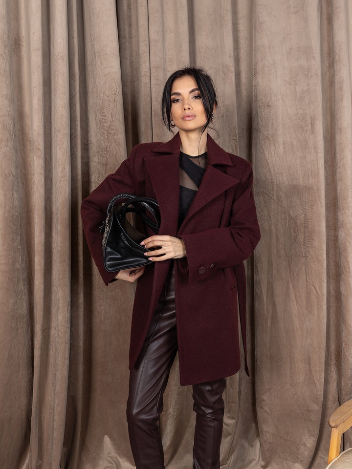 England Short Wrap Coat Burgundy