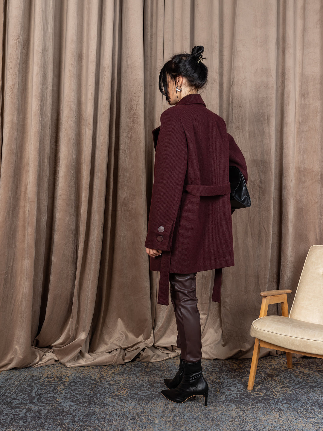 England Short Wrap Coat Burgundy