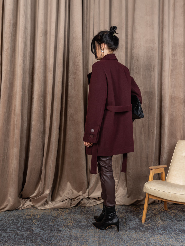 England Short Wrap Coat Burgundy