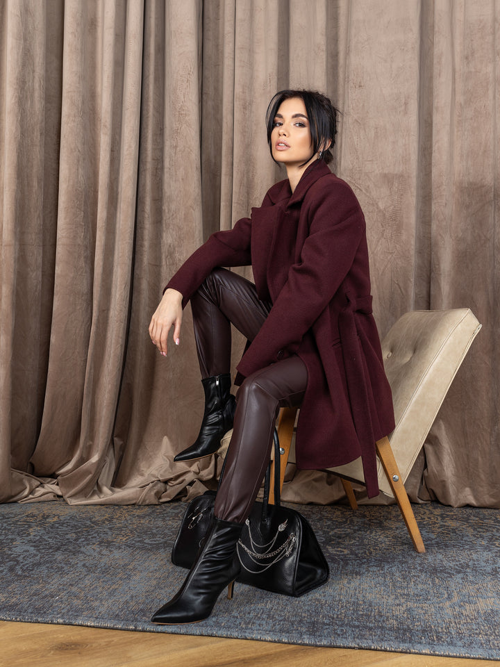 England Short Wrap Coat Burgundy