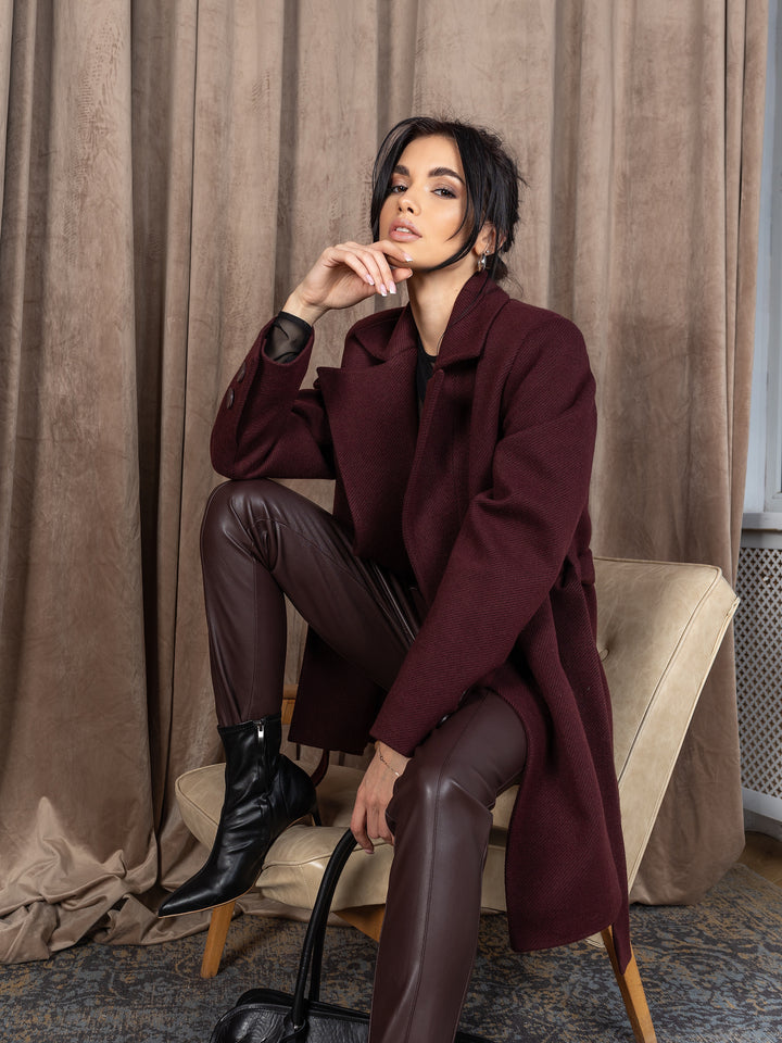 England Short Wrap Coat Burgundy