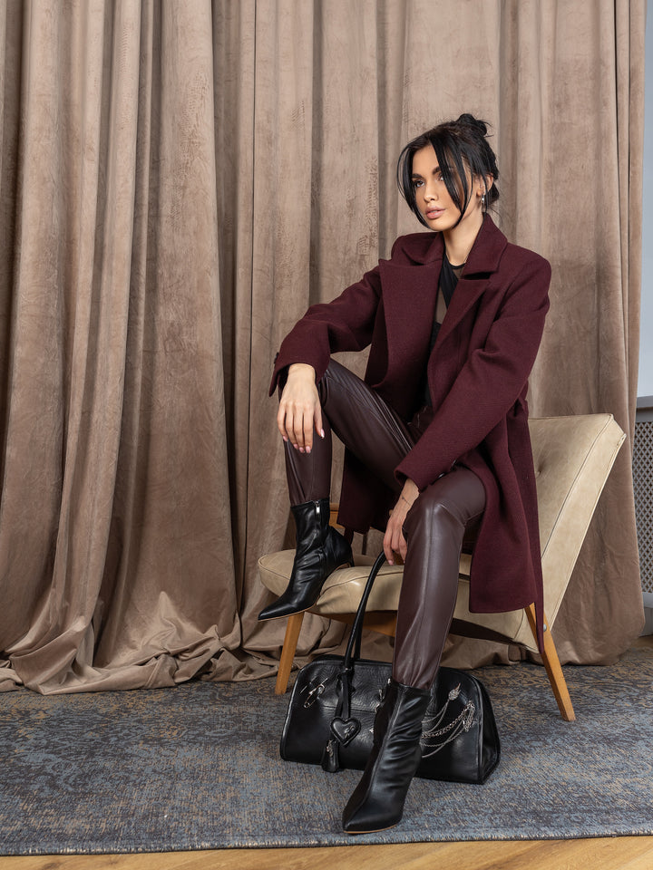 England Short Wrap Coat Burgundy