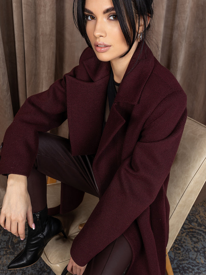 England Short Wrap Coat Burgundy
