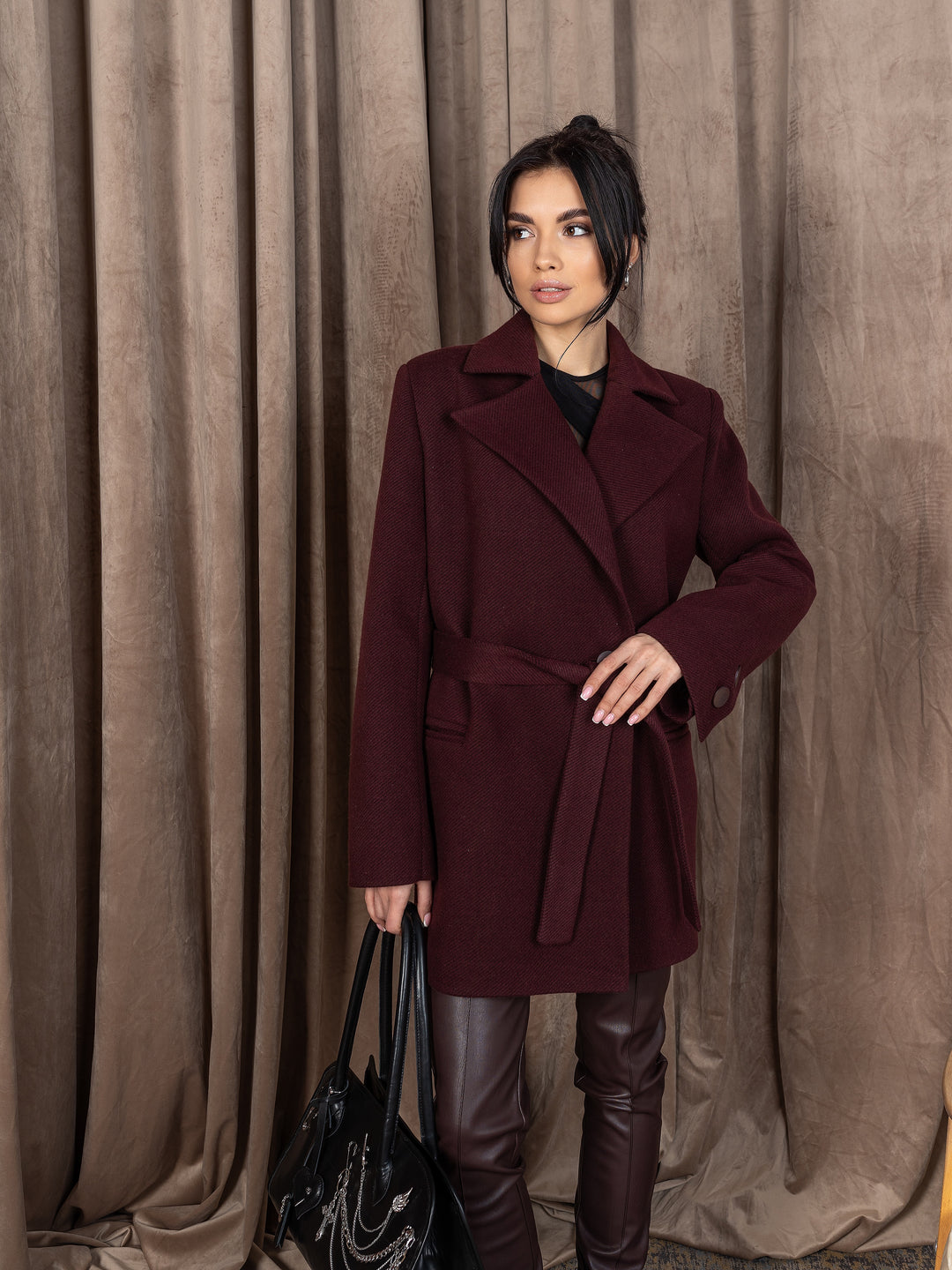 England Short Wrap Coat Burgundy