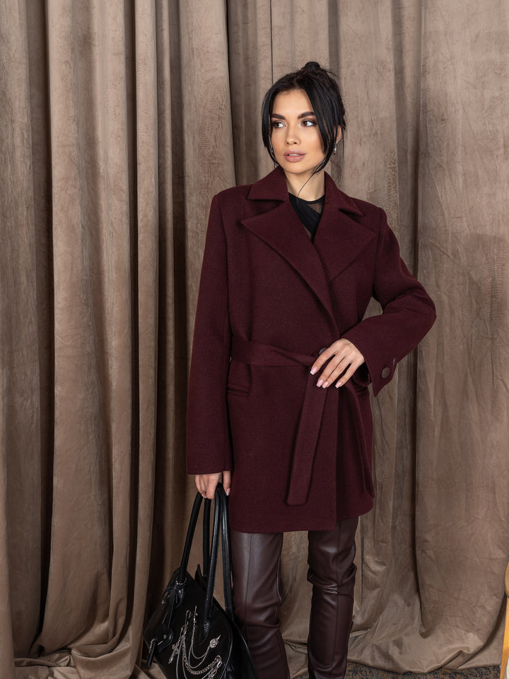 England Short Wrap Coat Burgundy