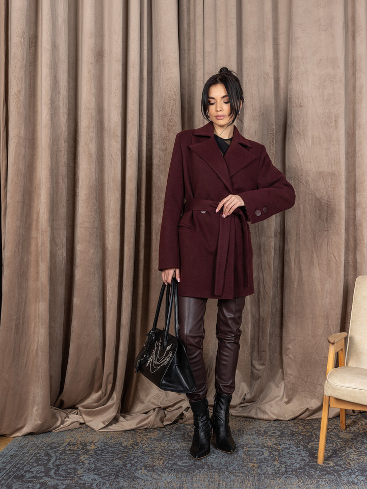 England Short Wrap Coat Burgundy