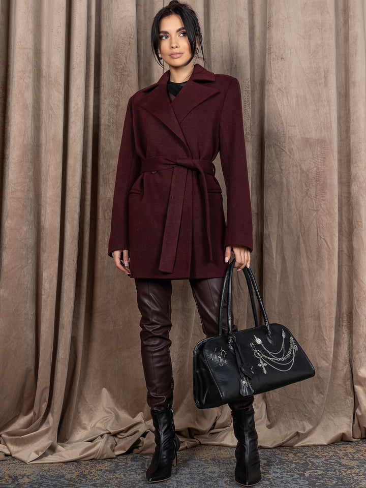 England Short Wrap Coat Burgundy