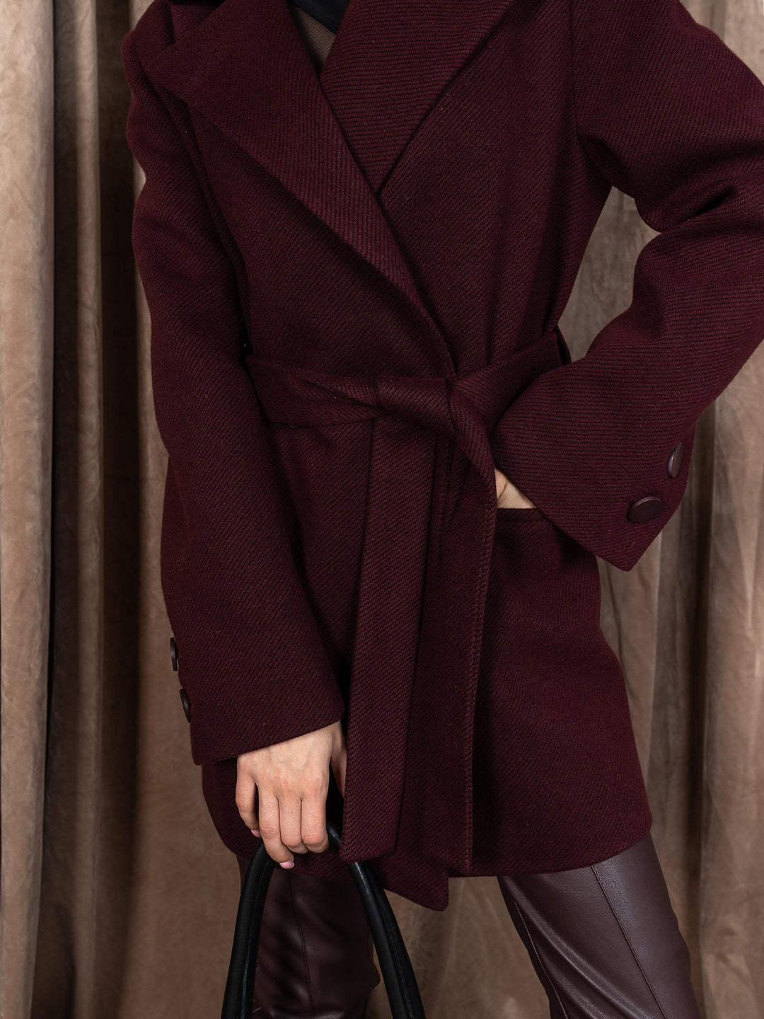 England Short Wrap Coat Burgundy