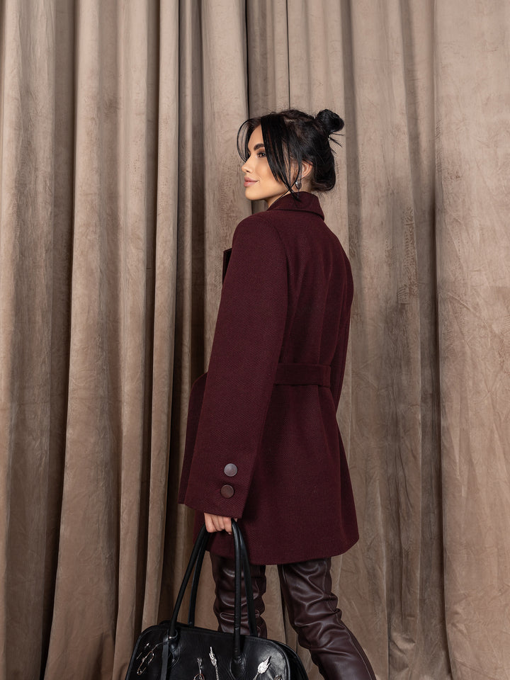 England Short Wrap Coat Burgundy