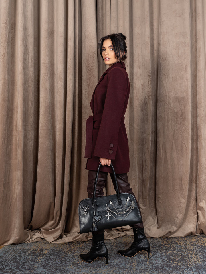 England Short Wrap Coat Burgundy