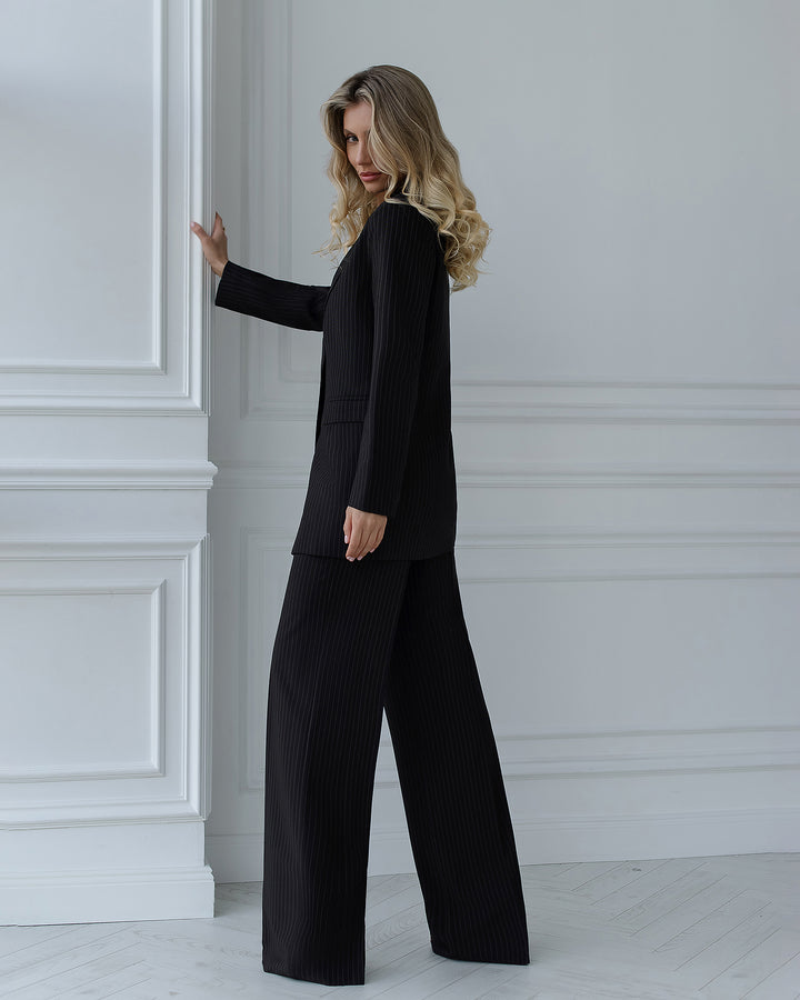 Black oversize Blazer and wide leg pants co-ord suit for business women