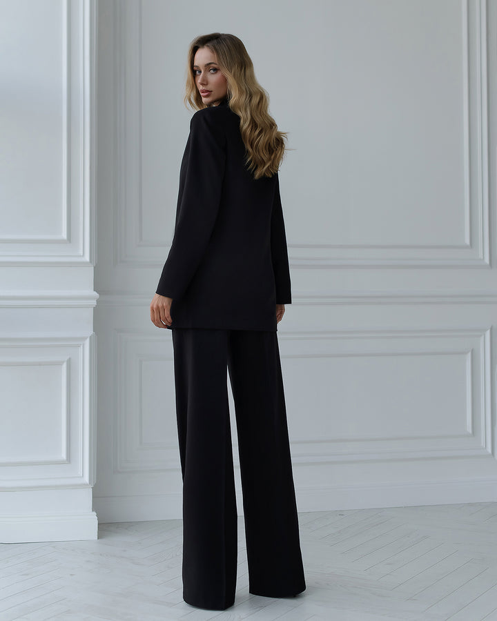 Black oversize Blazer and wide leg pants co-ord suit for business women