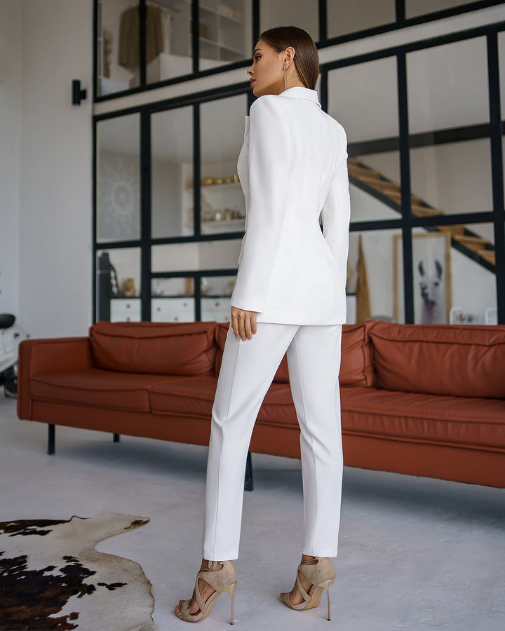 White Elegant and Classy 2-piece blazer trouser pantsuit for women