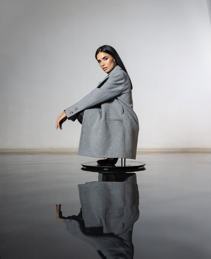 England Short Wrap Coat Gray