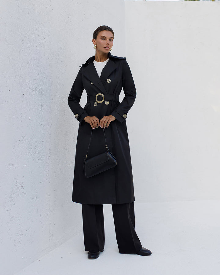 Black cotton Trenchcoat