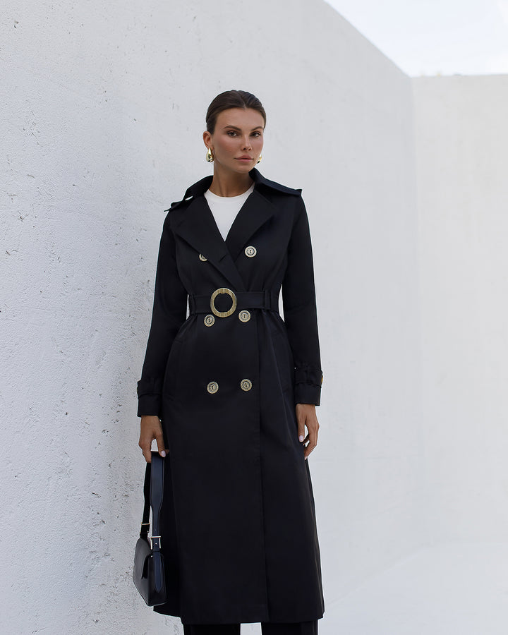 Black cotton Trenchcoat