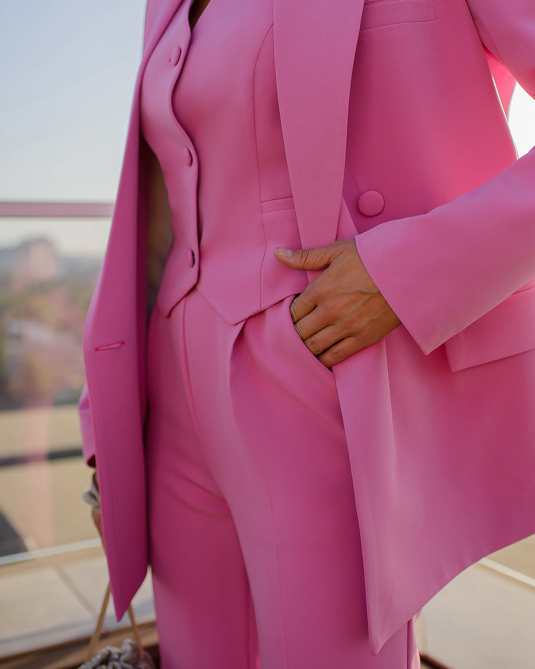 Baby Pink formal 3-piece pantsuit for tall