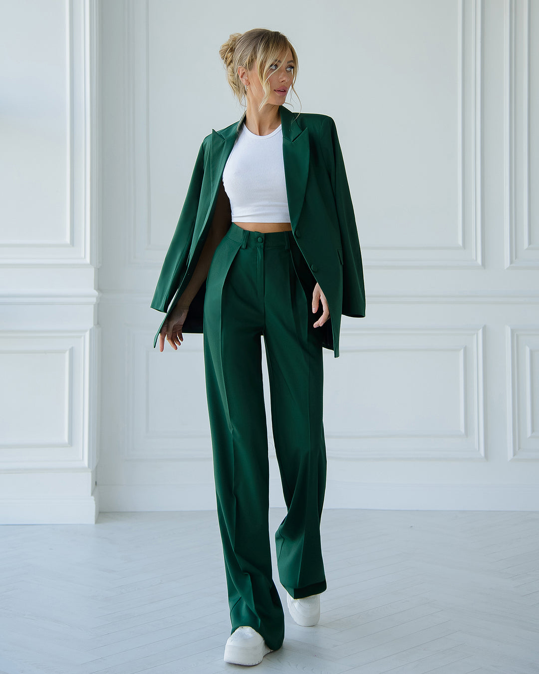Emerald Green oversize Blazer and wide leg pants co-ord suit for business women