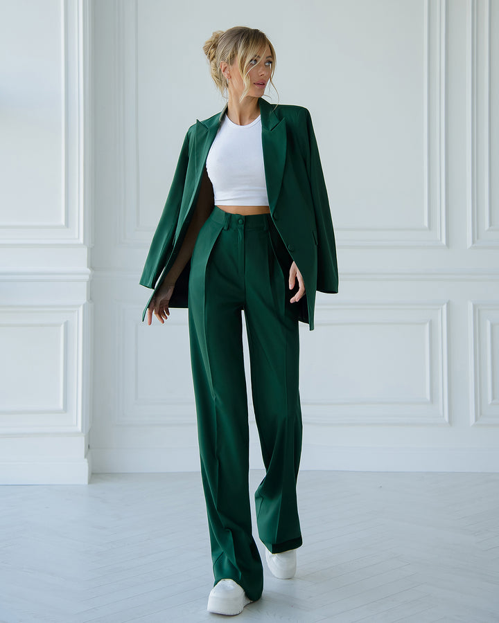 Emerald Green oversize Blazer and wide leg pants co-ord suit for business women
