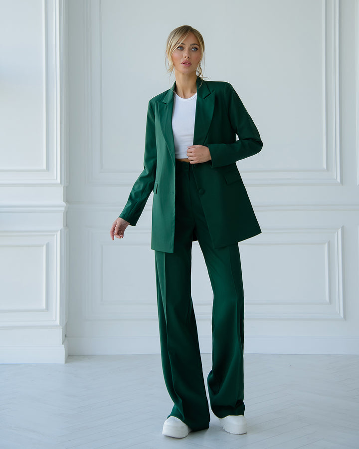 Emerald Green oversize Blazer and wide leg pants co-ord suit for business women