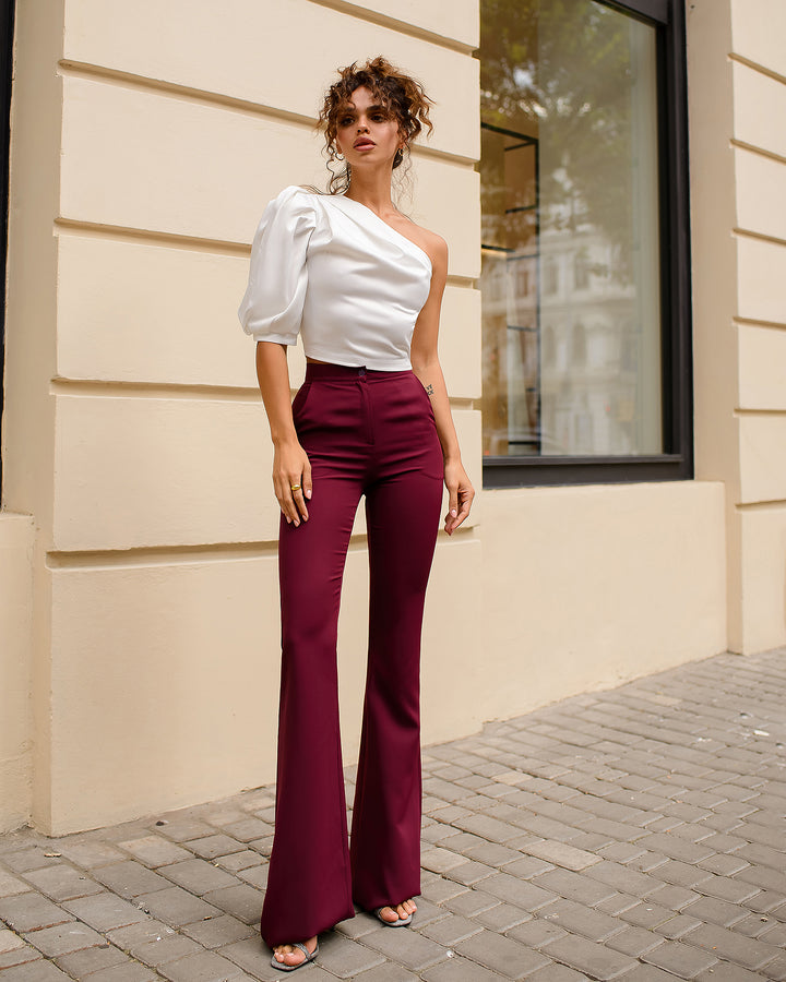 Maroon Bell Bottoms Pants