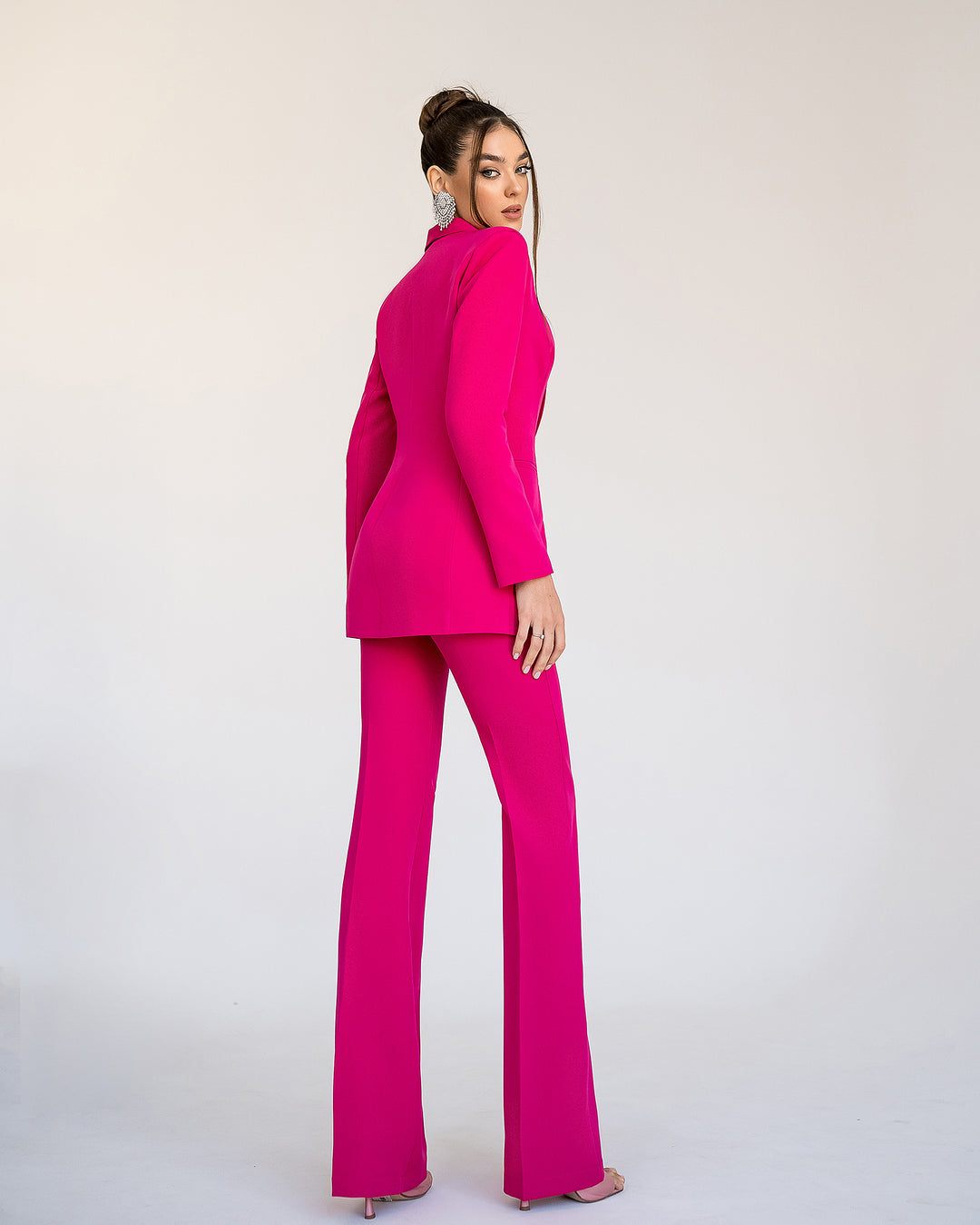 Hot Pink fitted pantsuit for tall women