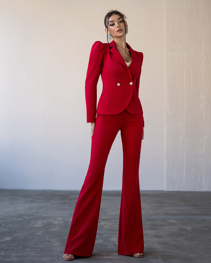 Red Bell Bottom Pants Suit