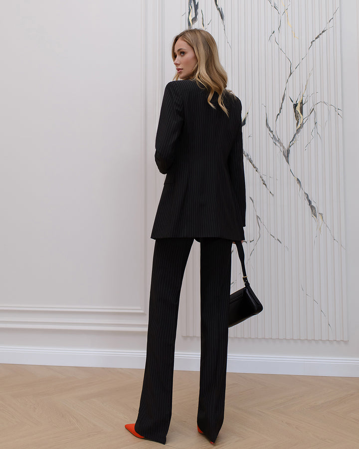 Black elegant 3-piece waistcoat pantsuit for tall women