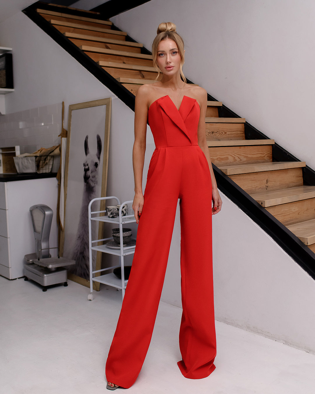 Red sleeveless Jumpsuit for tall