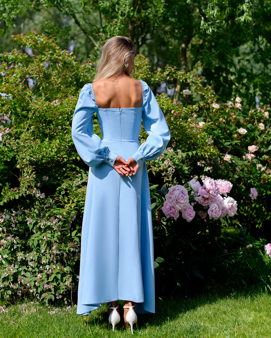 Light blue Voluminous Sleeves dress