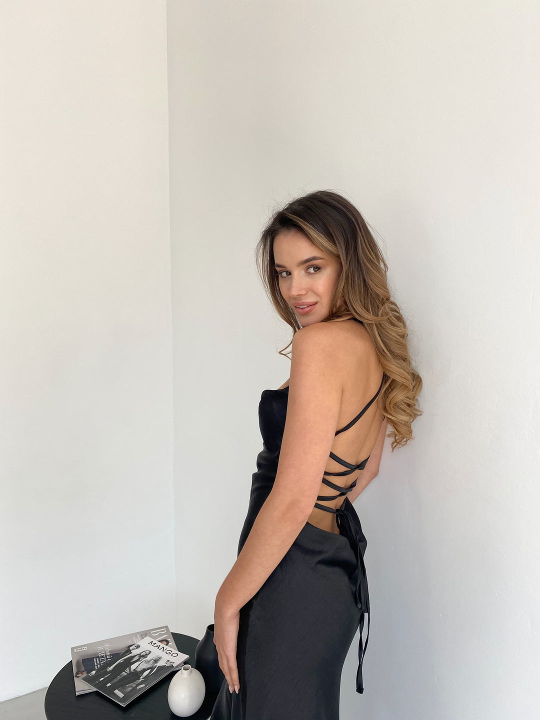 Black Silk Slip Dress