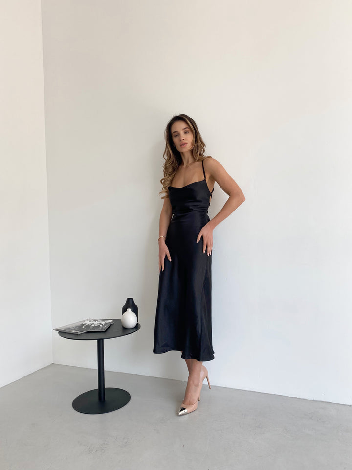 Black Silk Slip Dress