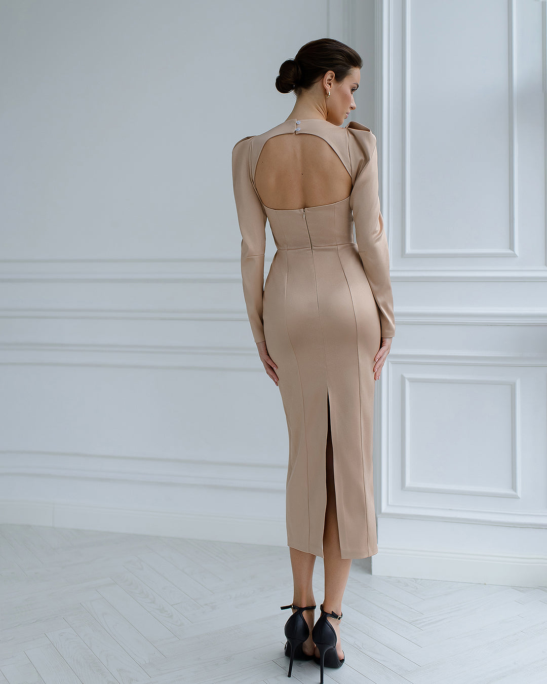 Open back satin dress