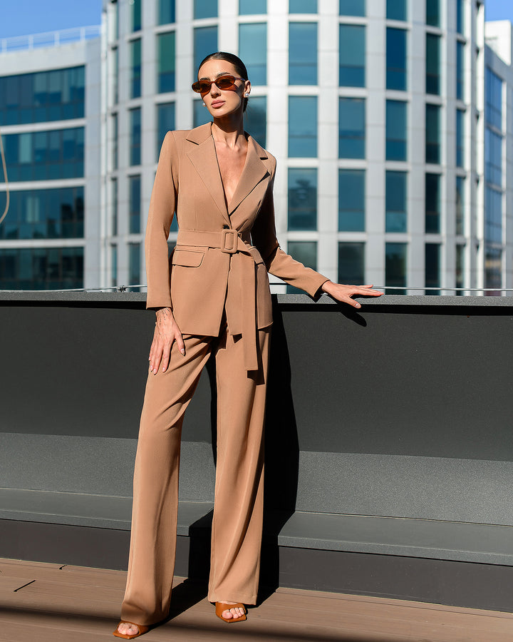 Toffee Beige 2-piece Blazer Trouser Suit for Tall Women