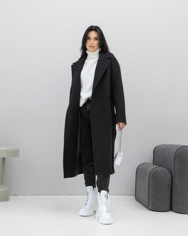 Madrid Wool Wrap coat Black