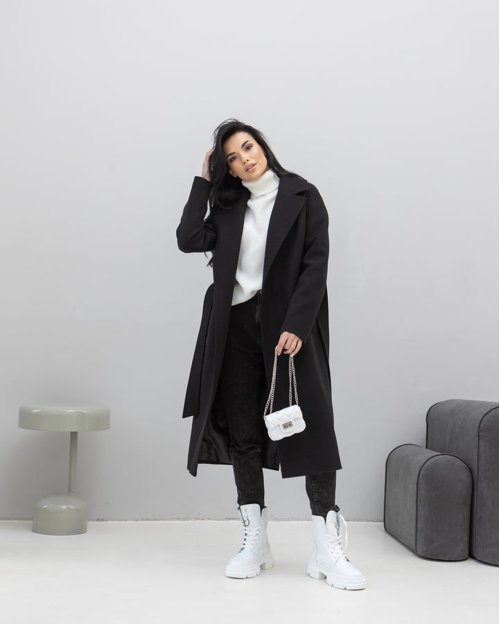 Madrid Wool Wrap coat Black