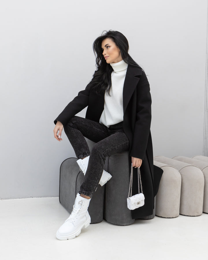 Madrid Wool Wrap coat Black