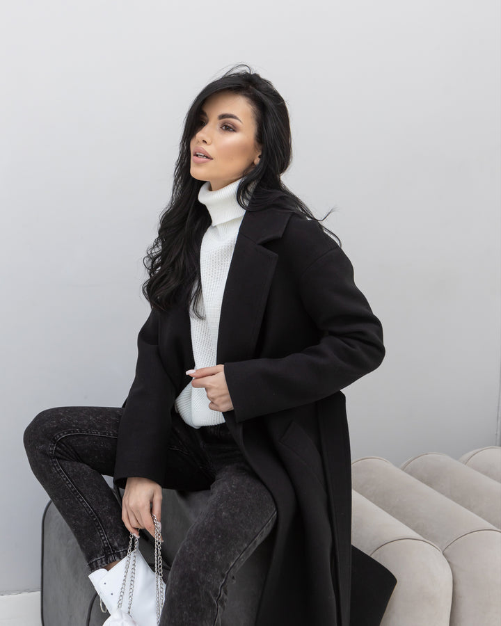 Madrid Wool Wrap coat Black