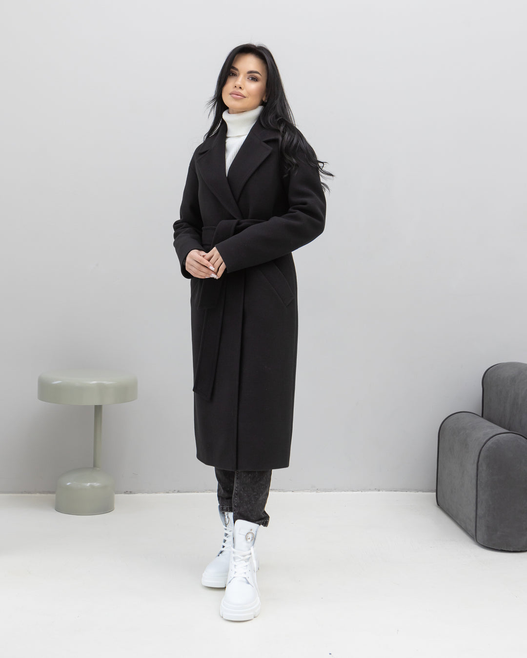 Madrid Wool Wrap coat Black