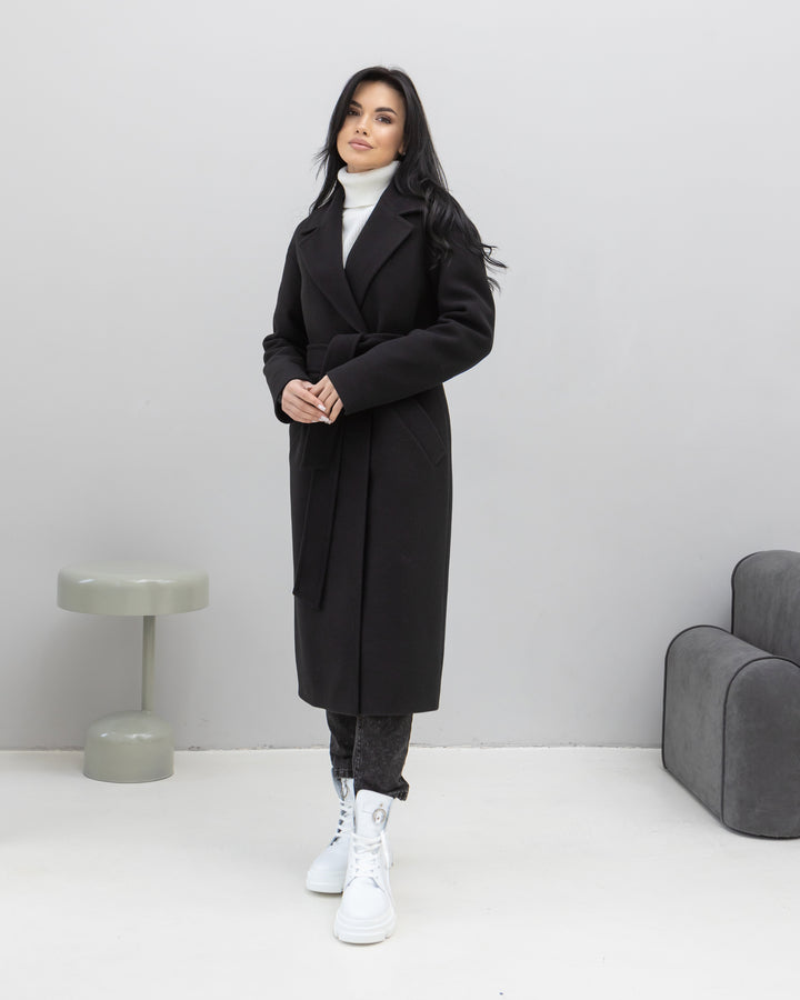 Madrid Wool Wrap coat Black