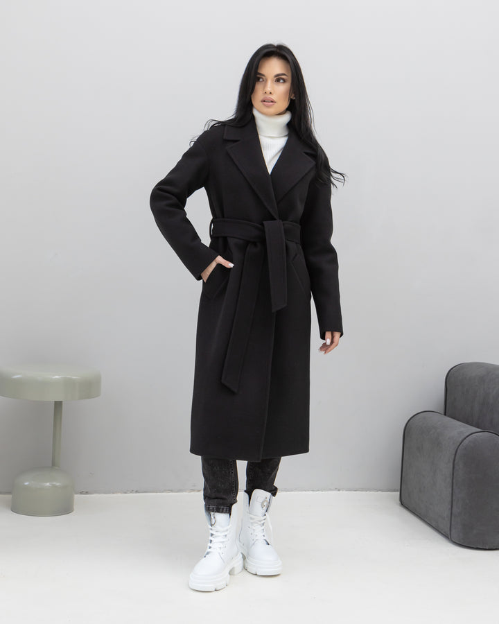 Madrid Wool Wrap coat Black