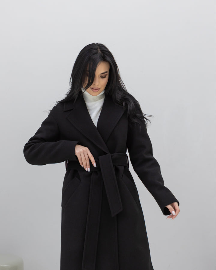 Madrid Wool Wrap coat Black