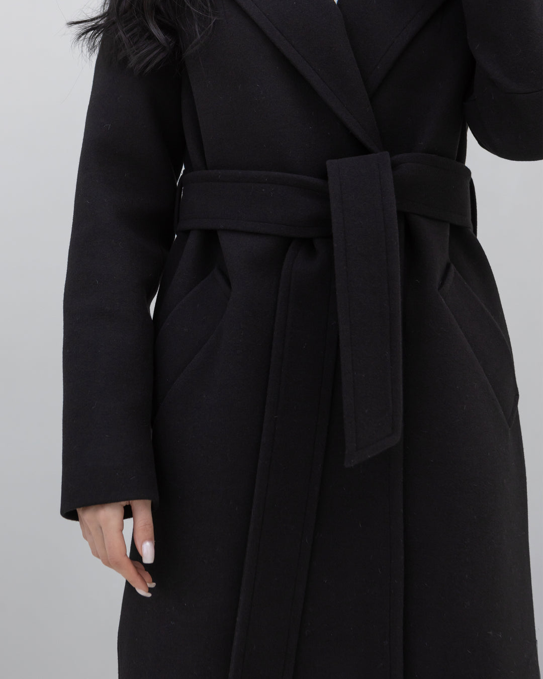 Madrid Wool Wrap coat Black